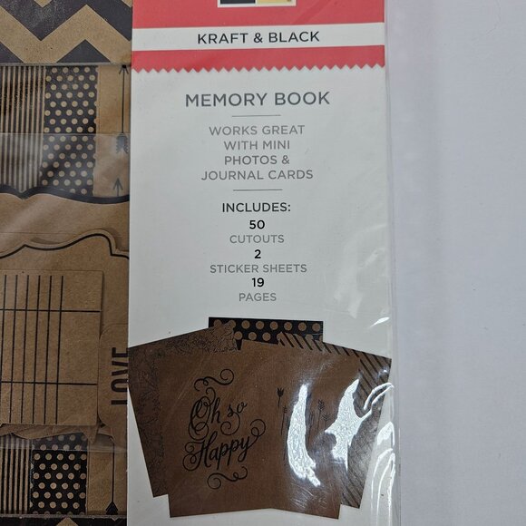 DCWV Memory Books Kraft & Black 2 Books with 50 Cutouts & 2 Sticker Sheets NEW - Picture 4 of 6